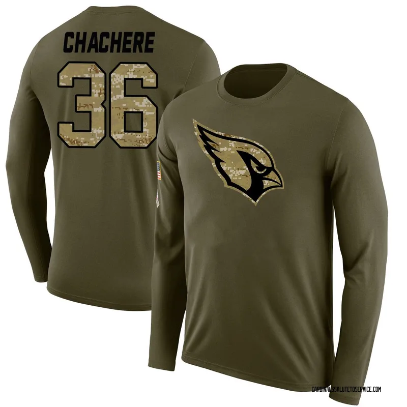 Men's Andre Chachere Arizona Cardinals Legend Olive Salute to Service Sideline Long Sleeve T-Shirt