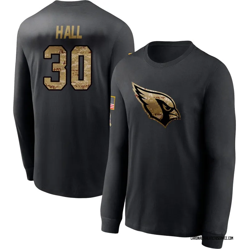 Men's Darren Hall Arizona Cardinals Black 2020 Salute To Service Sideline Performance Long Sleeve T-Shirt