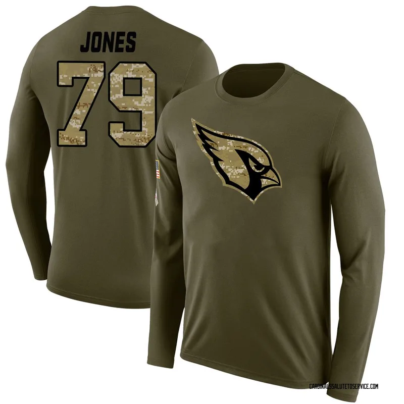 Men's Matthew Jones Arizona Cardinals Legend Olive Salute to Service Sideline Long Sleeve T-Shirt