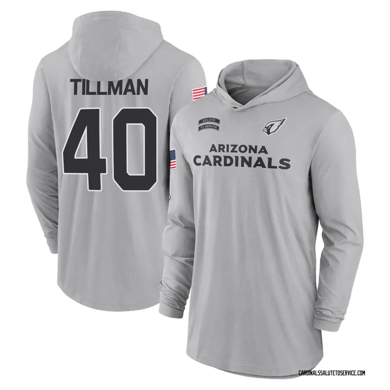 Men's Pat Tillman Arizona Cardinals Gray 2024 Salute to Service Lightweight Performance Long Sleeve Hooded T-Shirt