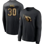 Youth Darren Hall Arizona Cardinals Black 2020 Salute To Service Sideline Performance Long Sleeve T-Shirt