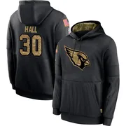 Youth Darren Hall Arizona Cardinals Black 2020 Salute to Service Sideline Performance Pullover Hoodie