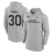 Youth Darren Hall Arizona Cardinals Gray 2024 Salute to Service Lightweight Performance Long Sleeve Hooded T-Shirt