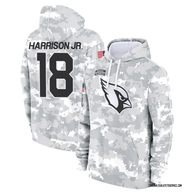 Youth Marvin Harrison Jr. Arizona Cardinals Camo Arctic 2024 Salute to Service Club Fleece Pullover Hoodie